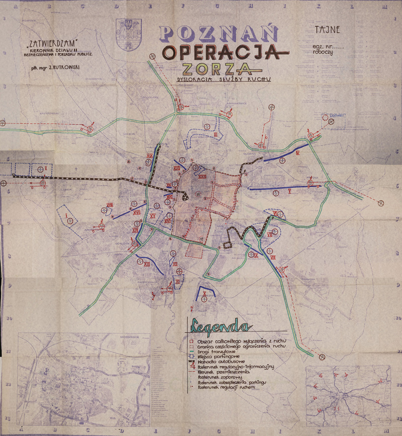 Mapa przebiegu operacji krypt. Zorza na terenie Poznania, IPN Po 06/223 t.4 s.5, dokument w powiększeniu w załączonym pliku .pdf