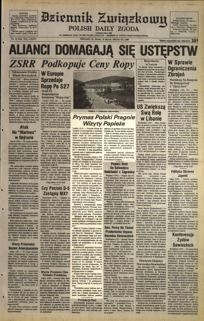 Dziennik Zwiazkowy z dn. 16 III 1983 r., cały dokument w załączonym pliku .pdf