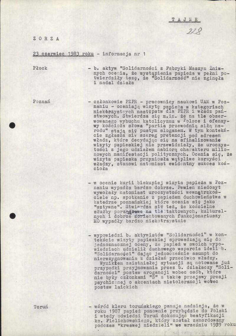 Informacje dzienne MSW 23 VI 1983 r., cały dokument w załączonym pliku .pdf