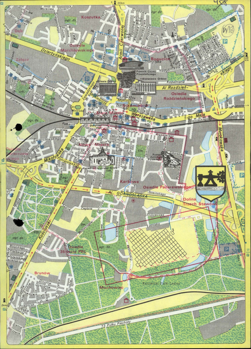 Mapy dot. przebiegu operacji krypt. Zorza na terenie Katowice